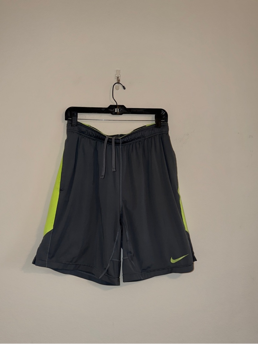 Nike Men’s Gray with Volt Green Panel Athletic Shorts